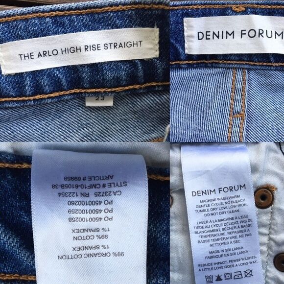 ARITZIA DENIM FORUM Arlo High Rise Straight Denim Jeans Blue 23 28L - Picture 3 of 3